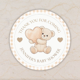 Wir können den Teddybär-Baby-Party kaum erwarten Runder Aufkleber