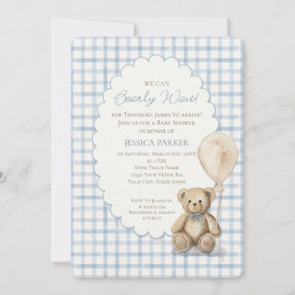 Wir können den Teddybär-Jungen-Babyshower kaum erw Einladung