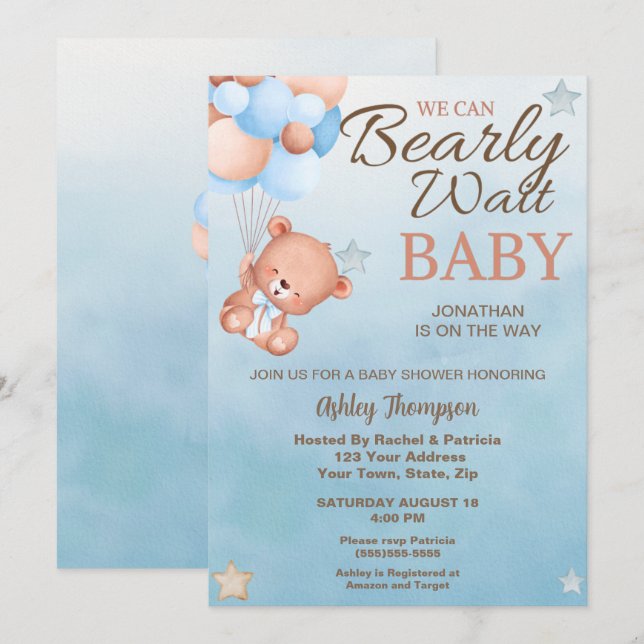Wir können die Einladung eines Babyduschers abwart (Vorne/Hinten)