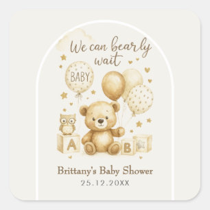 Wir können es kaum erwarten, Baby Shower Quadratischer Aufkleber