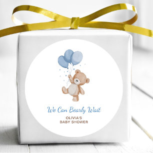 Wir können es kaum erwarten Baby Shower Runder Aufkleber
