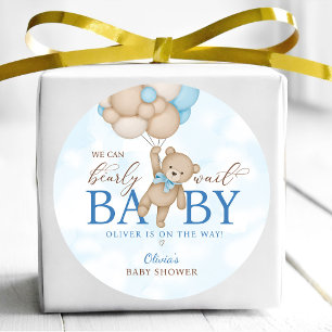 Wir können es kaum erwarten Baby Shower Runder Aufkleber