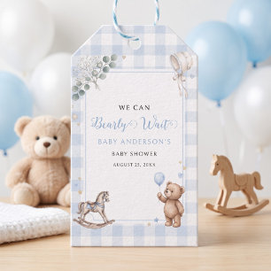 Wir können es kaum erwarten Blau Aquarell Junge Te Geschenkanhänger