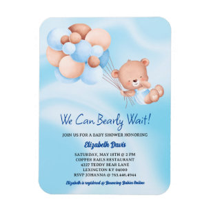 Wir können es kaum erwarten Blau Beige Jungen-Baby Magnet