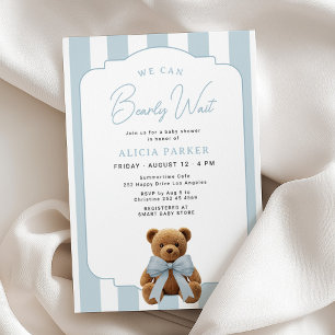 Wir können es kaum erwarten, blaue Teddybär-Babypa Einladung