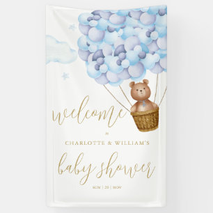 Wir können es kaum erwarten, blauer Junge Baby Sho Banner