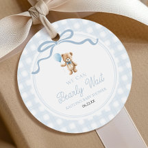 Wir können es kaum erwarten, blauer Teddybär-Baby-