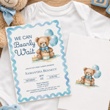 Wir können es kaum erwarten Blaues Teddybär-Jungen