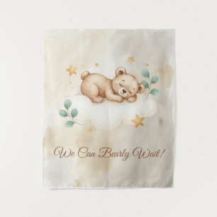 Wir können es kaum erwarten Boho Teddybär Baby-Par Wandteppich