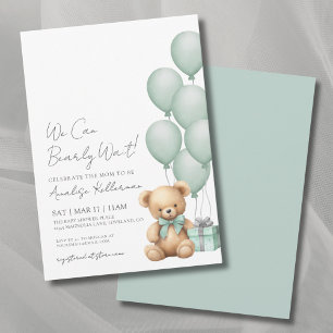 Wir können es kaum erwarten Grüne Bär-Baby-Party Einladung
