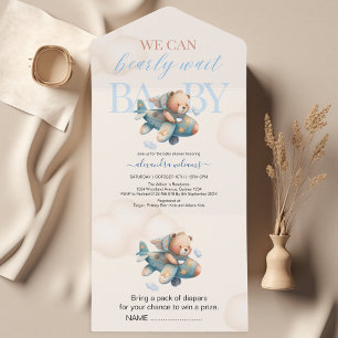 Wir können es kaum erwarten, Junge, Baby-Party All In One Einladung
