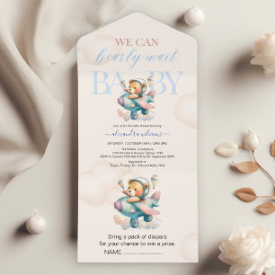 Wir können es kaum erwarten, Junge, Baby-Party All In One Einladung
