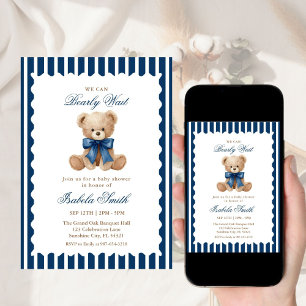 Wir können es kaum erwarten Lustiger Teddybär Baby Einladung