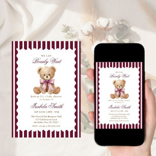 Wir können es kaum erwarten Lustiger Teddybär Baby Einladung