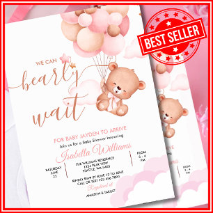 Wir können es kaum erwarten Pink Girl Baby Shower Einladung