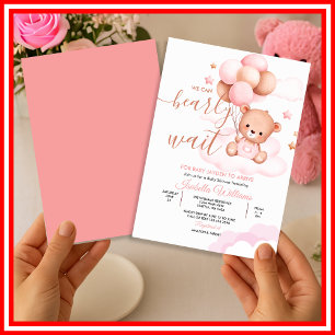 Wir können es kaum erwarten Rosa Babyparty für Mäd Einladung