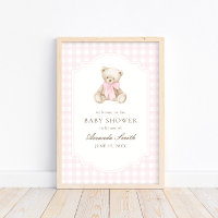Wir können es kaum erwarten Rosa Gingham Teddybär