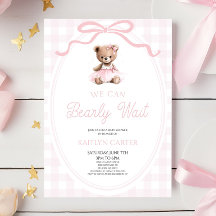 Wir können es kaum erwarten Rosa Teddybär-Baby-Par