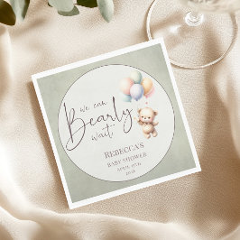 Wir können es kaum erwarten süßer Bär Ballon Babyp Serviette