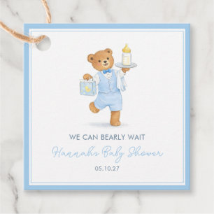 Wir können es kaum erwarten Süßer blauer Teddy-Jun Geschenkanhänger