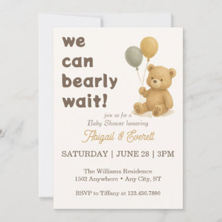 Wir können es kaum erwarten Teddy Bär Baby Shower Einladung