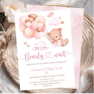 Wir können es kaum erwarten Teddybär Mädchen Baby- Einladung