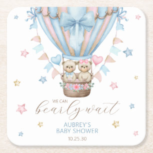 Wir können es kaum erwarten, Zwillinge Baby Shower Rechteckiger Pappuntersetzer