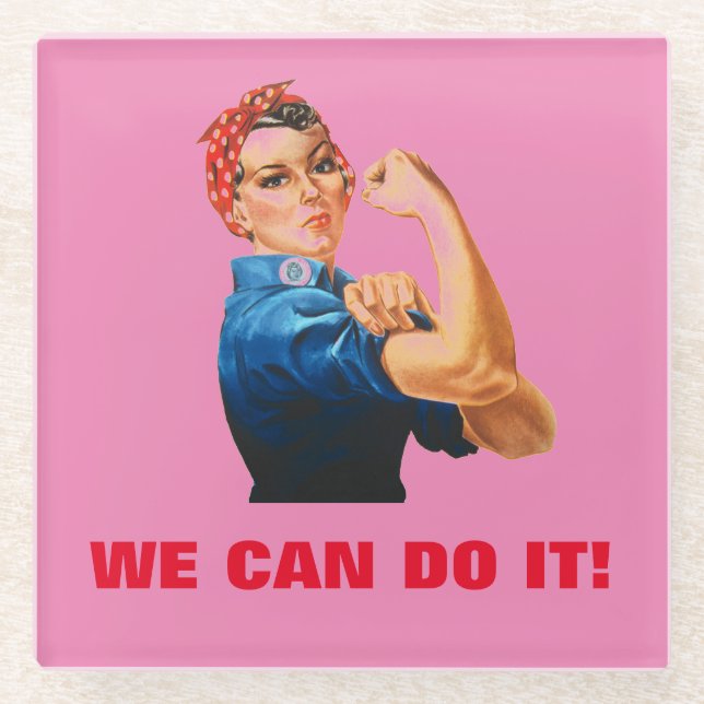 Wir können es Rosie machen, der Riveter Women Powe Glasuntersetzer (Vorderseite)
