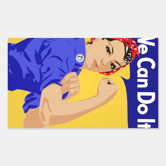 Wir können es tun! Rosie The Riveter WWII Poster Rechteckiger Aufkleber (Vorderseite)