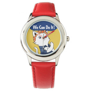Wir können es tun! White Cat Rosie The Riveter Wat Armbanduhr