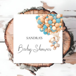 Wir können früh warten Teddy Blue Balloon Serviett Serviette