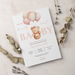 Wir können frühes Warten Teddy Bear Baby Dusche Pi Einladung
