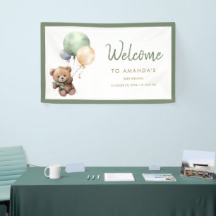 Wir können frühes Warten Teddy Bear Balloon Baby D Banner
