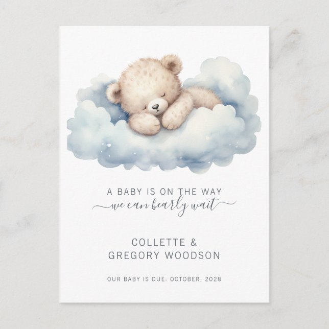 Wir können frühzeitig abwarten Baby Bear Clouds Sc Ankündigungspostkarte (Vorderseite)