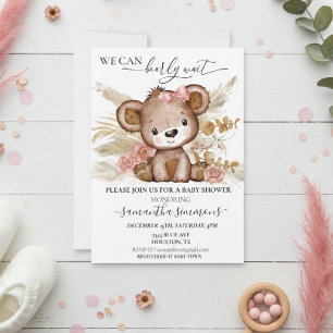 Wir können frühzeitig abwarten Baby Duschbär Boho  Einladung