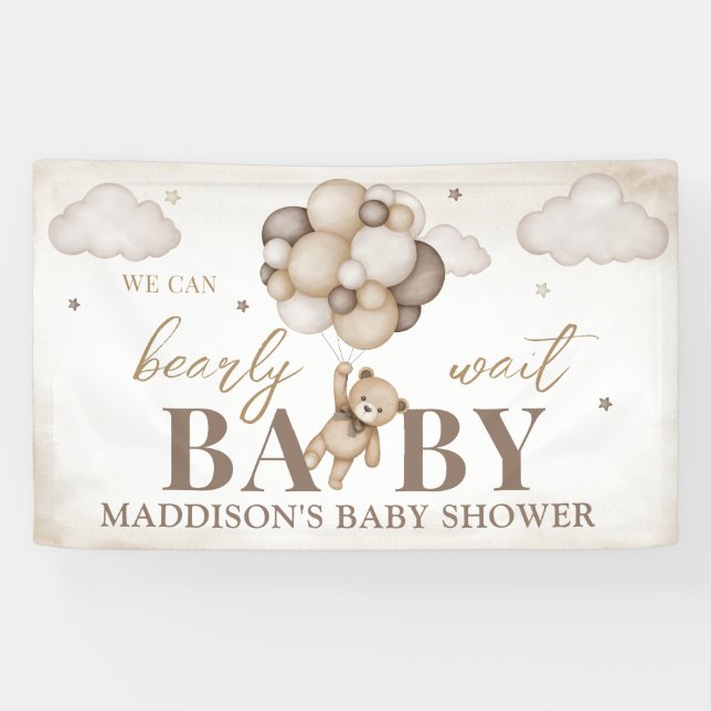 Wir können frühzeitig abwarten Baby Dusche Banner (Horizontal)