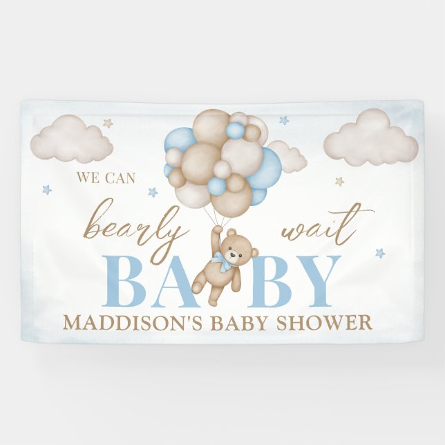 Wir können frühzeitig abwarten Baby Dusche Banner (Horizontal)