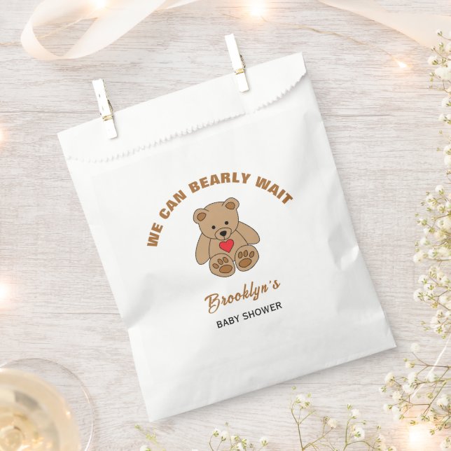 Wir können frühzeitig abwarten Baby Dusche braunen Geschenktütchen (Ausgeschnitten)