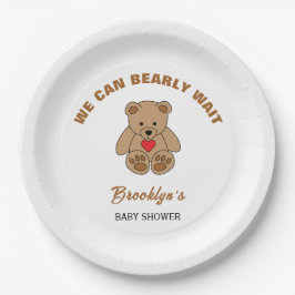 Wir können frühzeitig abwarten Baby Dusche braunen Pappteller
