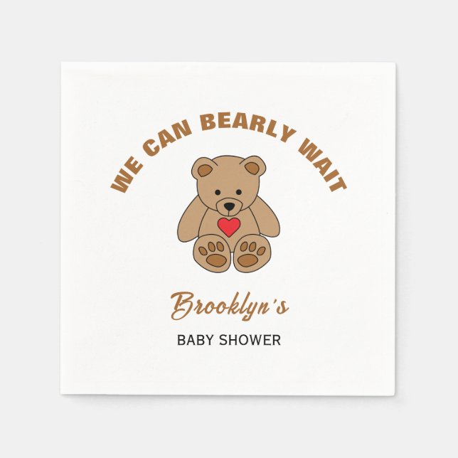 Wir können frühzeitig abwarten Baby Dusche braunen Serviette (Vorderseite)