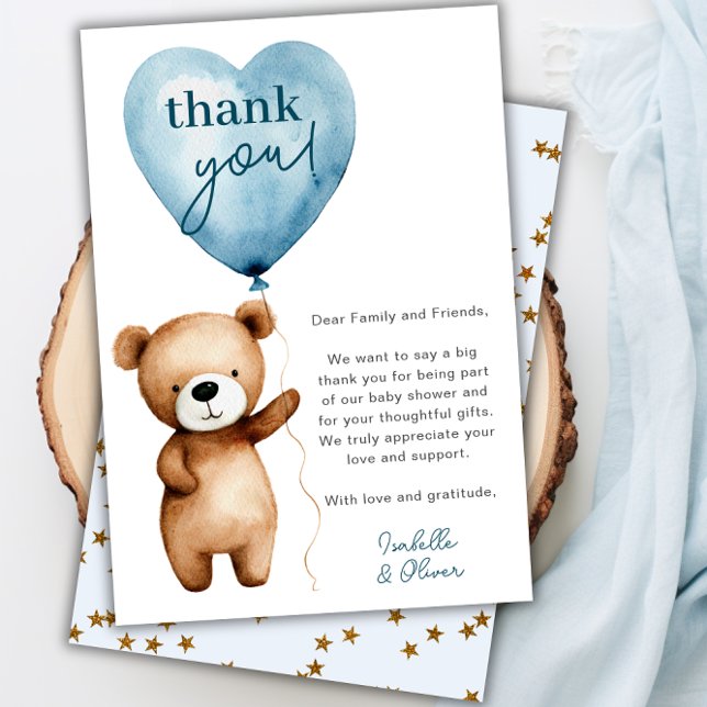 Wir können frühzeitig abwarten Baby-Dusche dank Ih Einladung (We Can Bearly Wait Boy Baby Shower Thank You Card)