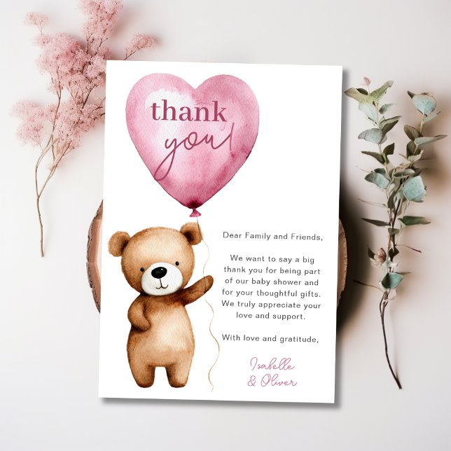 Wir können frühzeitig abwarten Baby-Dusche dank Ih Einladung (We Can Bearly Wait Girl Baby Shower Thank You Card)