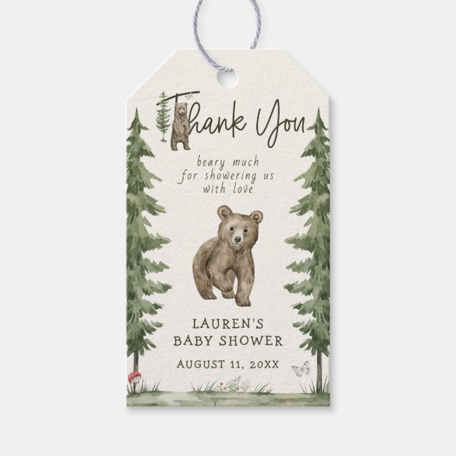 Wir können frühzeitig abwarten Baby-Dusche danke I Geschenkanhänger (Vorderseite)