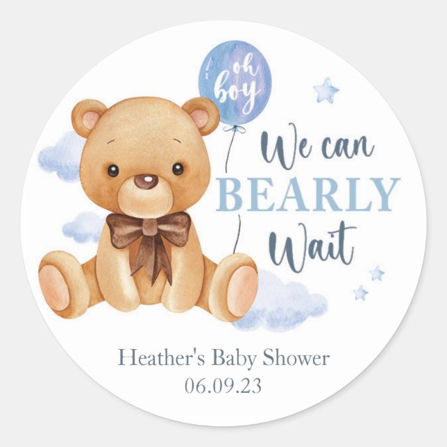 Wir können frühzeitig abwarten Baby Dusche Gefalle Runder Aufkleber (Vorderseite)