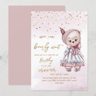 Wir können frühzeitig abwarten Baby Girl 1. Geburt Einladung