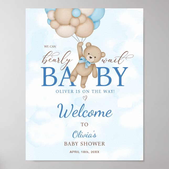Wir können frühzeitig abwarten Babydusche Begrüßun Poster (Vorne)