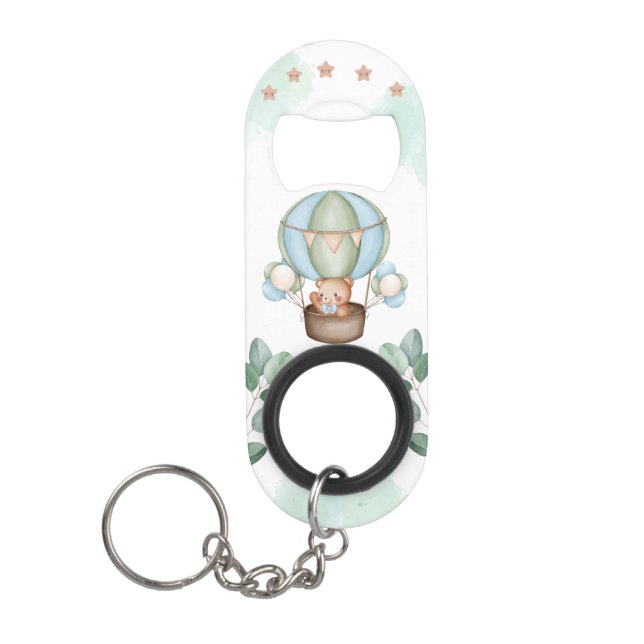 wir können frühzeitig abwarten, Babydusche Mini Flaschenöffner (Vorderseite)