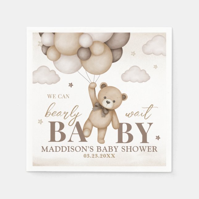 Wir können frühzeitig abwarten Babydusche Papier N Serviette (Vorderseite)