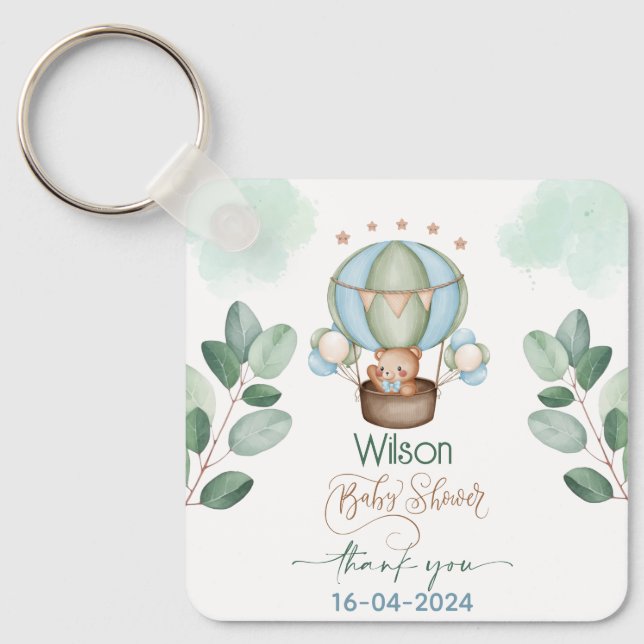 wir können frühzeitig abwarten, Babydusche Schlüsselanhänger (Vorderseite)