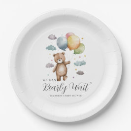 Wir können frühzeitig abwarten Bear Balloon Baby D Pappteller